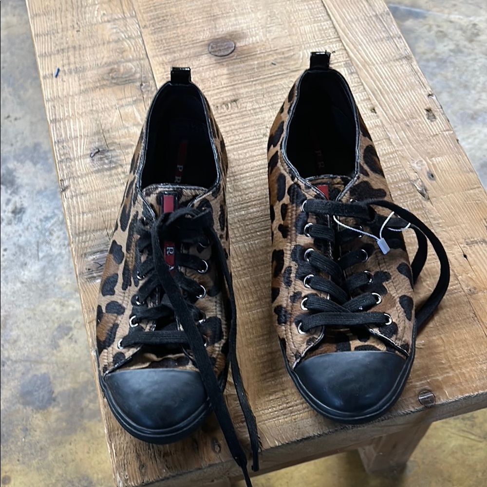 Prada Brown and Black Sneakers Classic Design